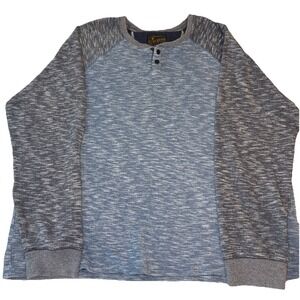 Lucky Brand Henley Shirt Mens XXL/TYG/EEG Long Sleeve Blue Navy 2 Tone 7MD6848